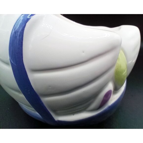 FTDA Ceramic Goose Planter Blue Hat & Yellow Bow Vintage 1986 ROC 7.25 Inches - Picture 11 of 16